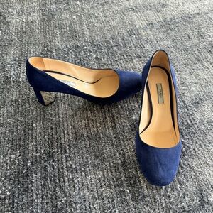 Blue Suede Prada Pumps
